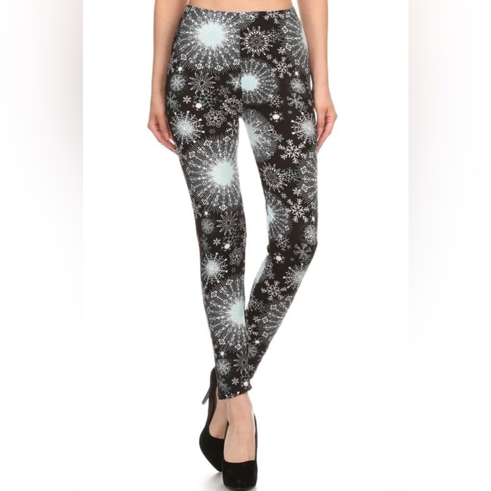 Regular One Size Snowflake Print Leggings